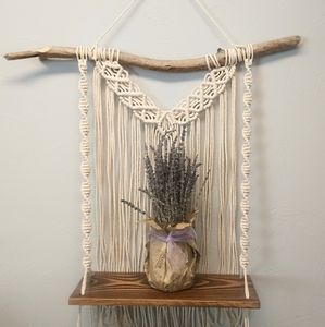 macrame shelf, wall hanging, plant shelf